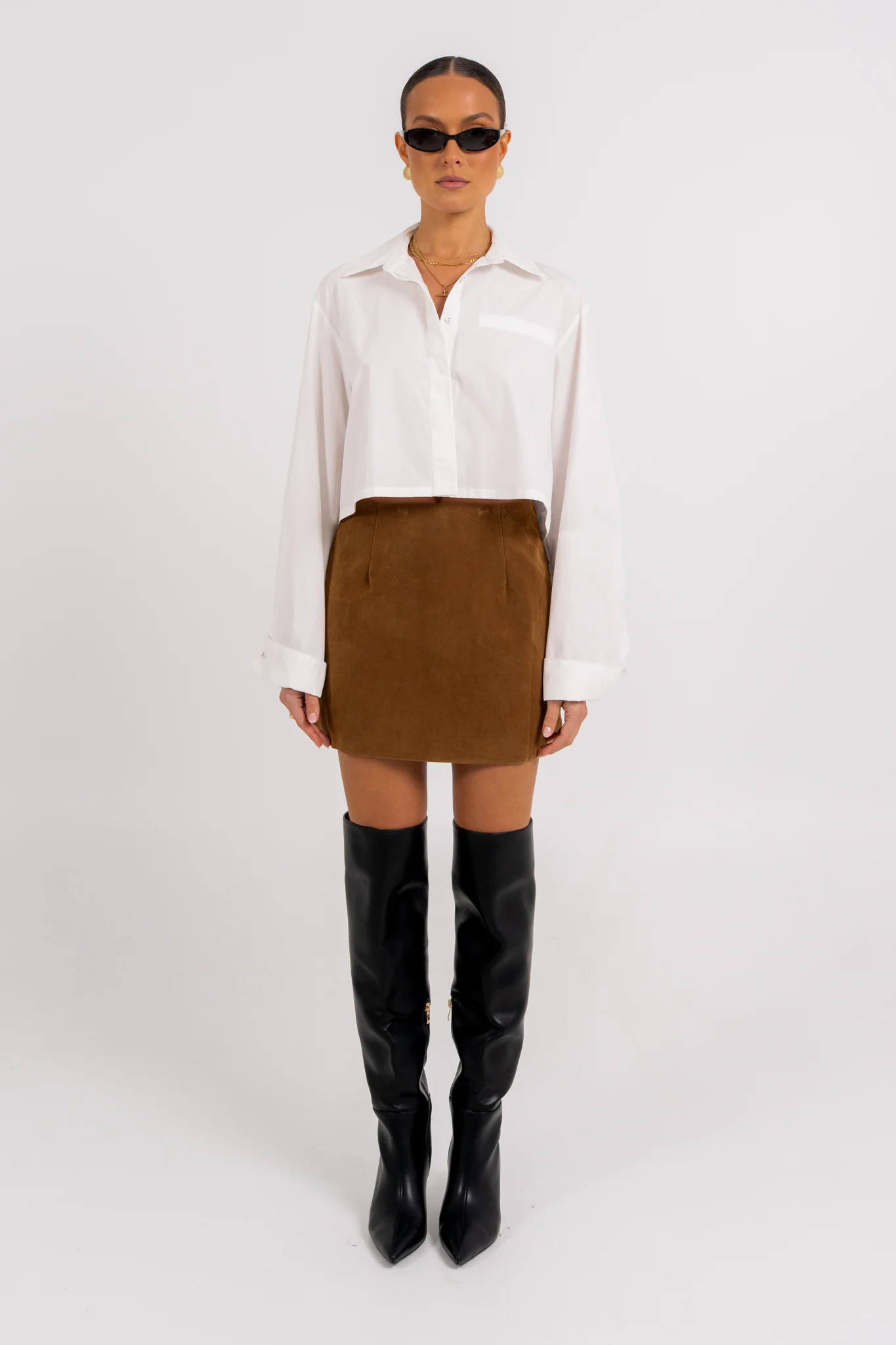 Lacey Cropped Shirt White - Image 7