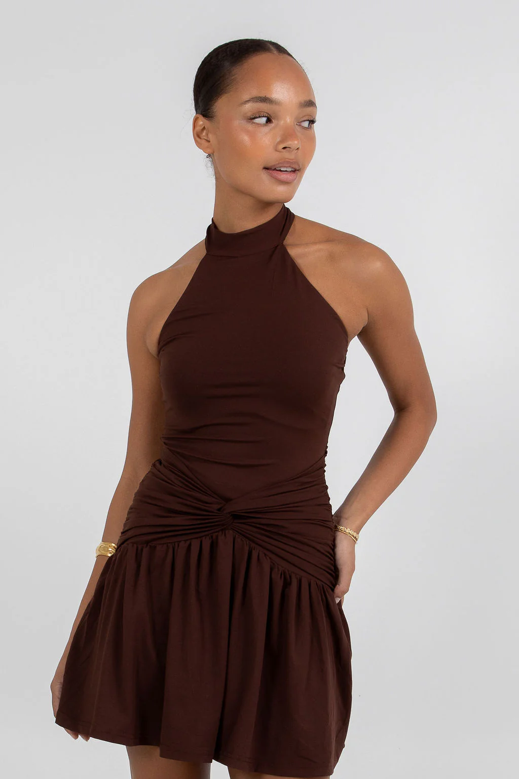 Xena Mini Dress Chocolate - Image 10