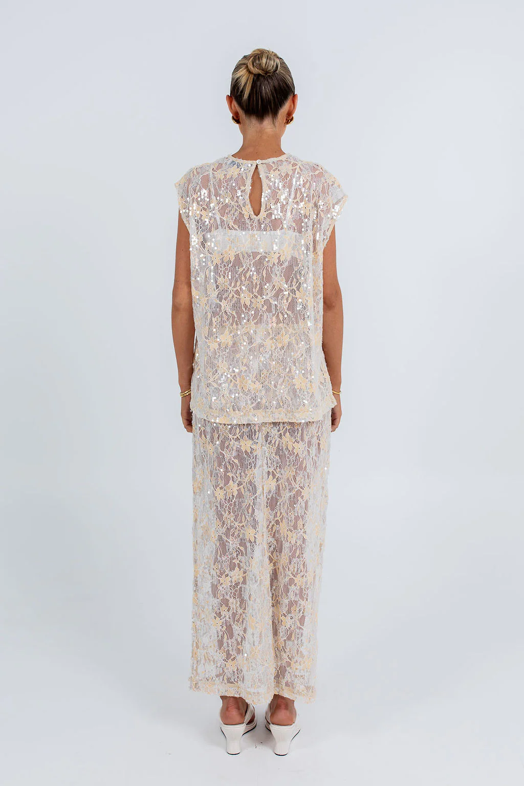 Qasim Sequin Skirt Champagne - Image 9
