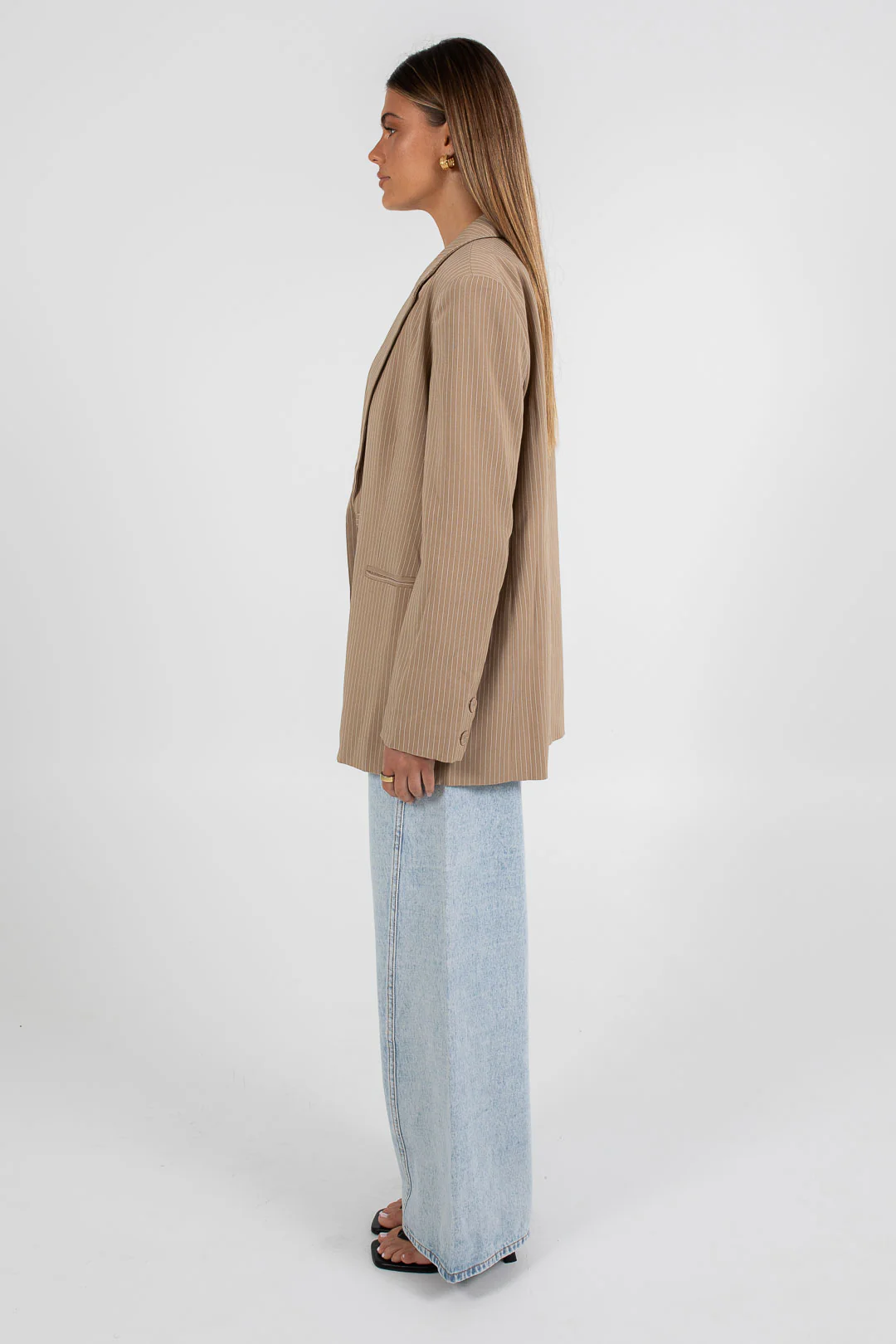 Quade Blazer Beige Pinstripe - Image 4