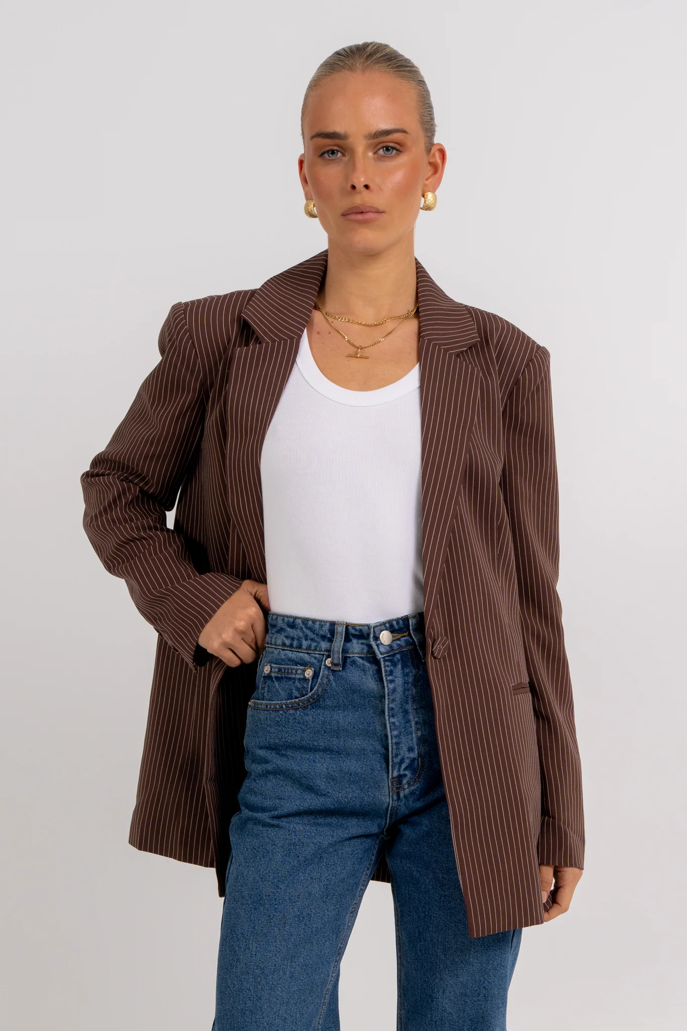 Quade Blazer Chocolate Pinstripe - Image 12