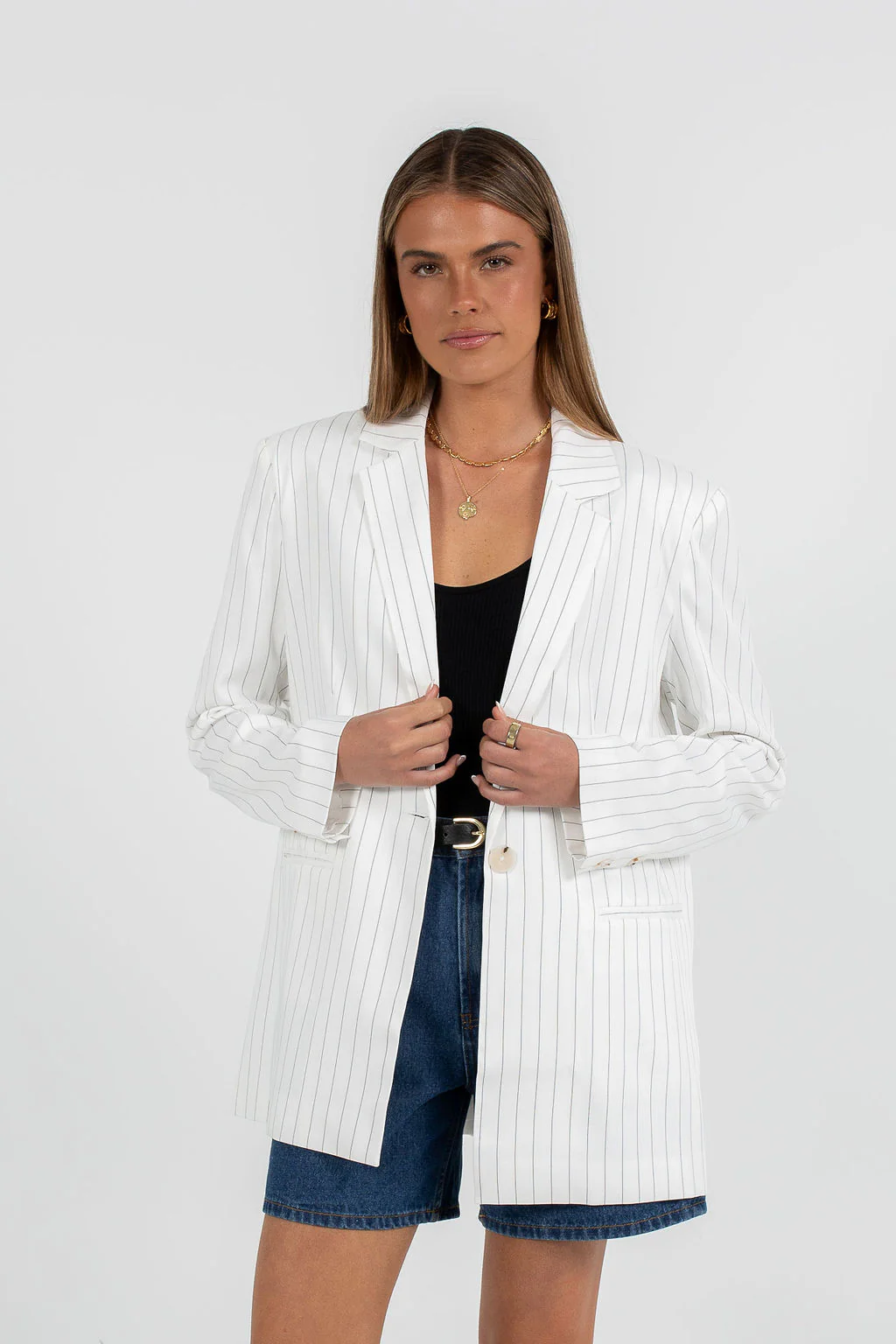 Quade Blazer White Pinstripe - Image 12
