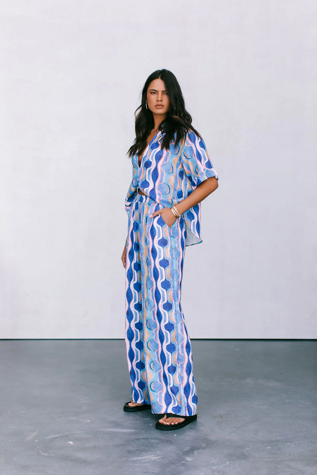 Santorini Pants Greece Print - Image 6