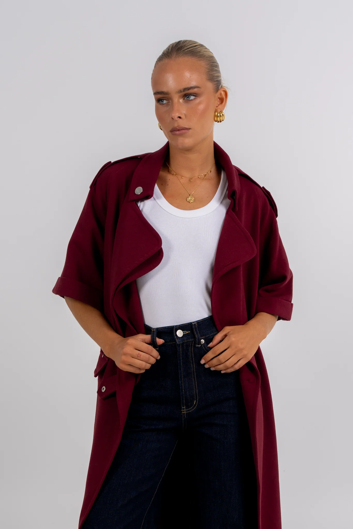 Sarah Trench Coat Burgundy - Image 7