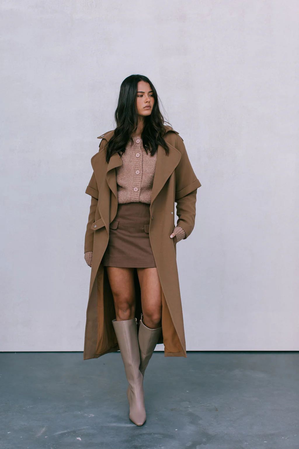 Sarah Trench Coat Tan Brown - Image 3