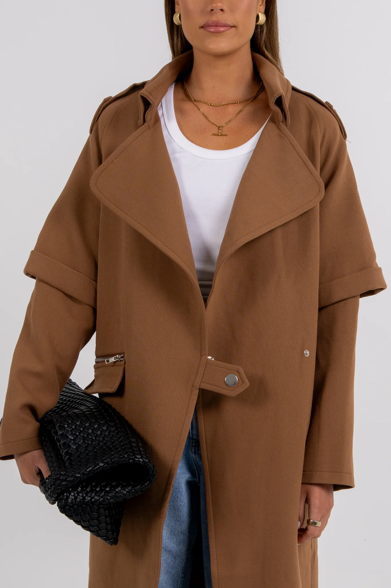 Sarah Trench Coat Tan Brown - Image 6