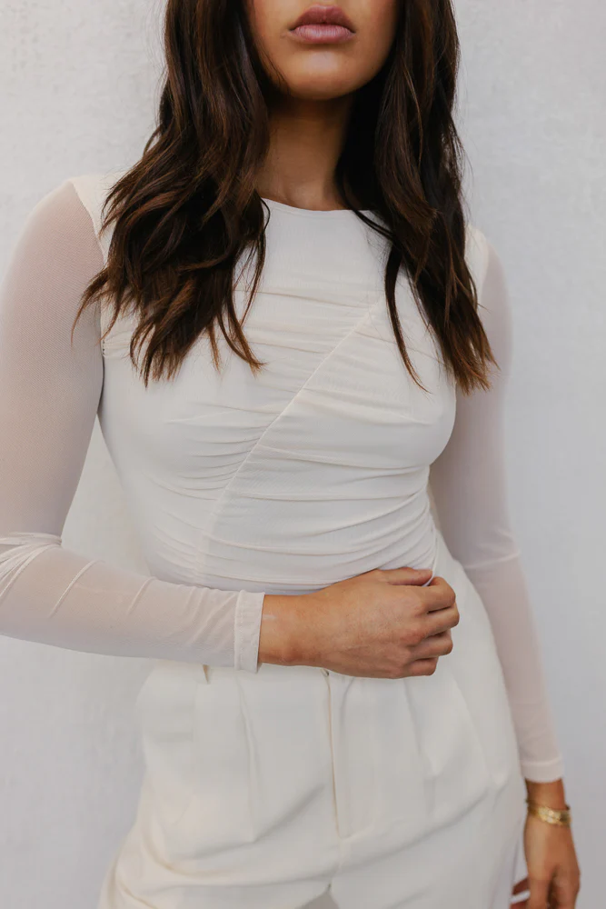 Stacey Long Sleeve Top Bone - Image 5
