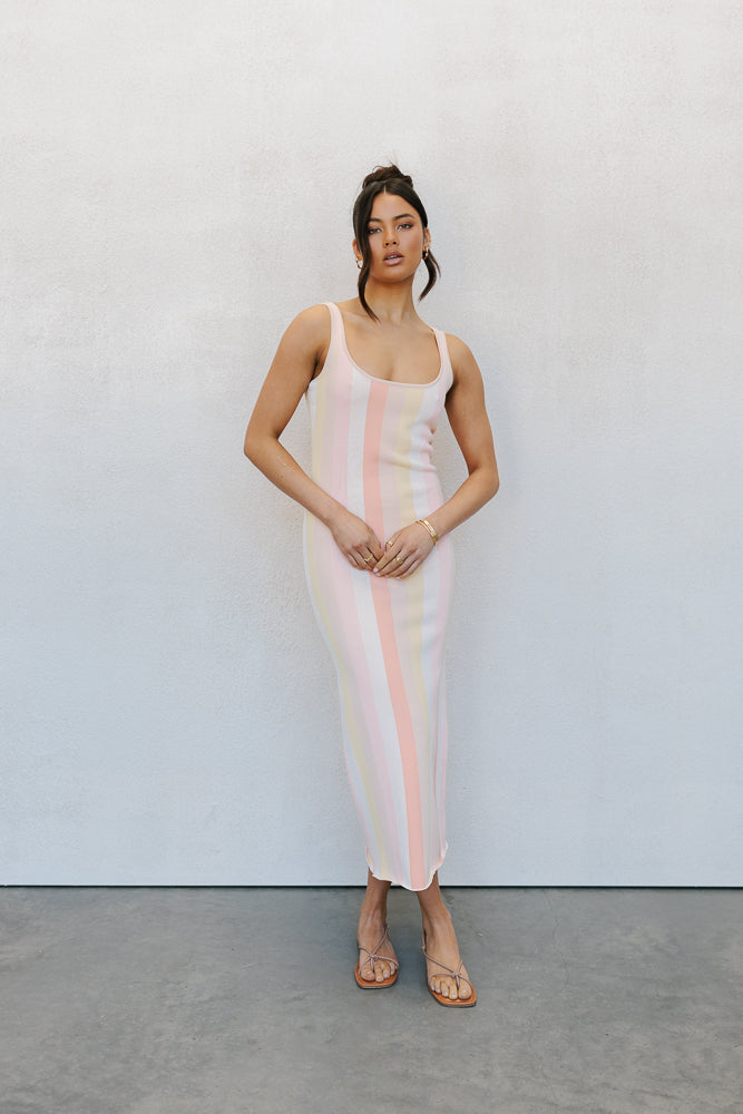 Turin Midi Dress Sorbet Stripe - Image 9