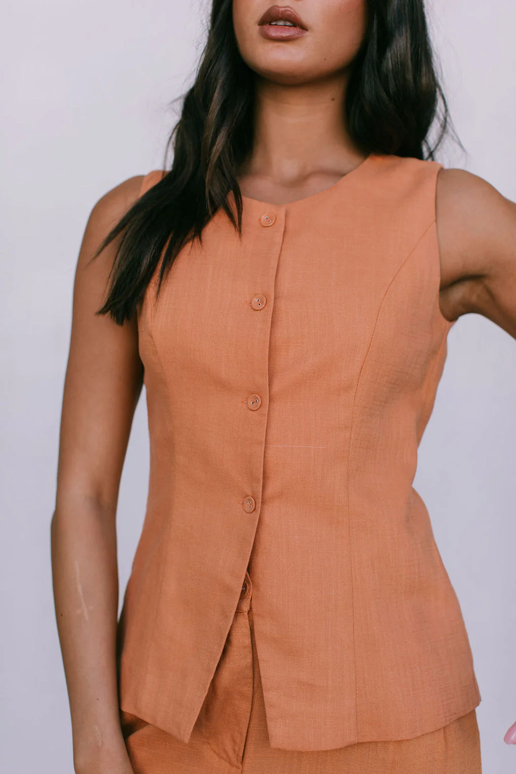 Virgo Linen Vest Rust - Image 11