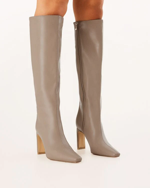 Yoshiko Knee High Boots Stone - Image 4