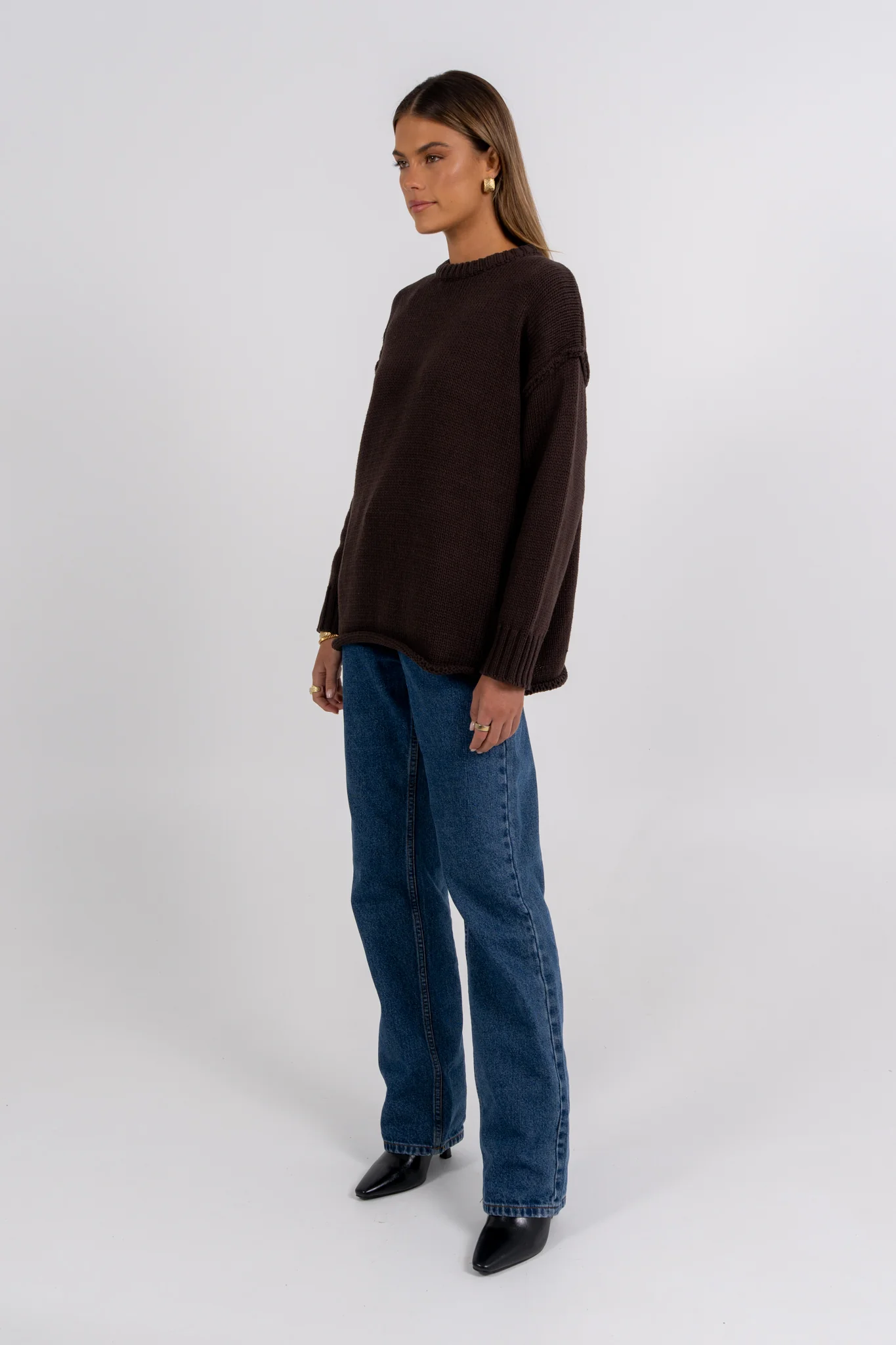 Zara Knit Jumper Deep Chocolate - Image 3